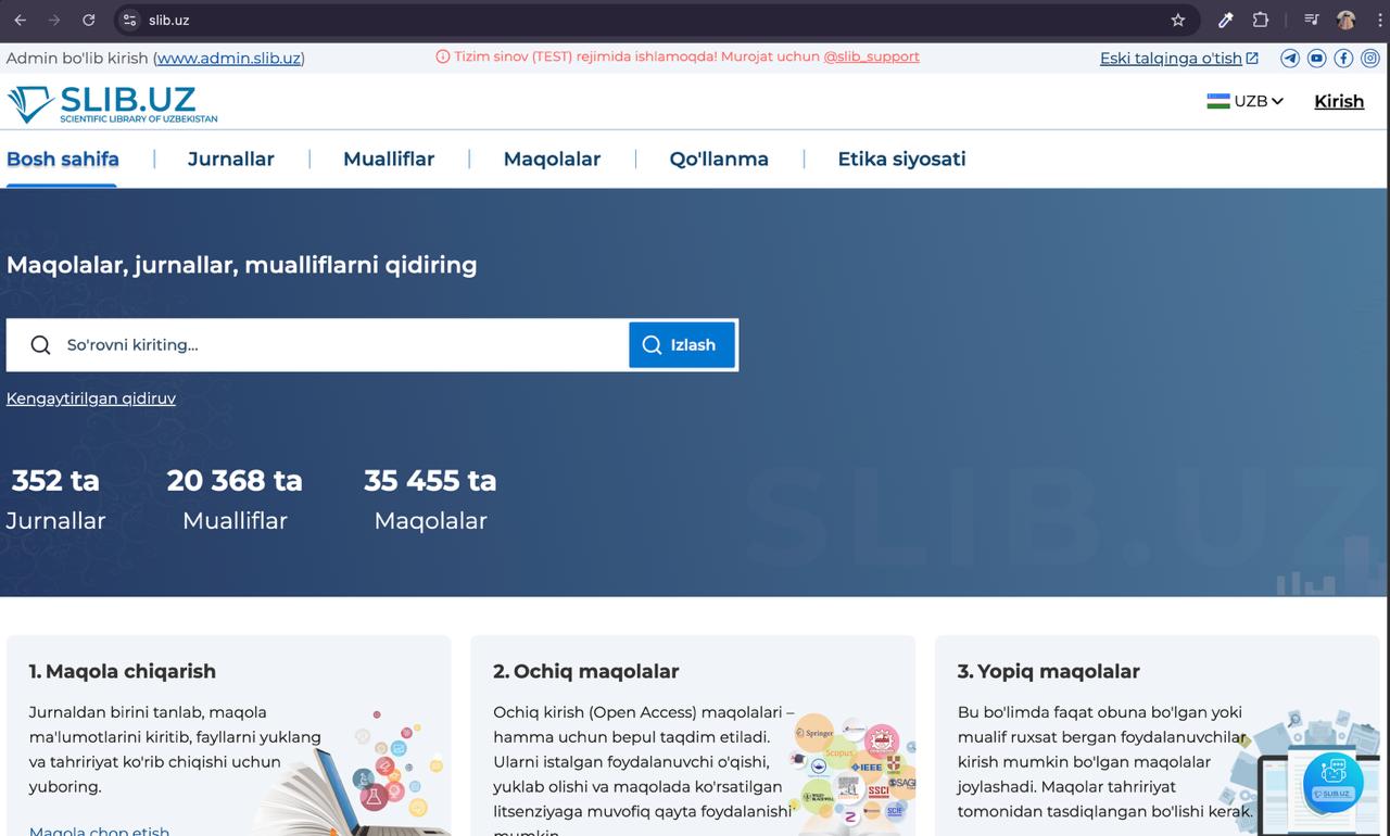 SLIB.UZ platforma preview