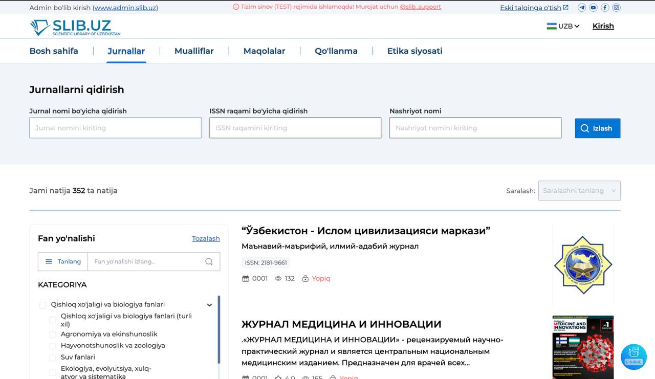 SLIB.UZ platforma preview
